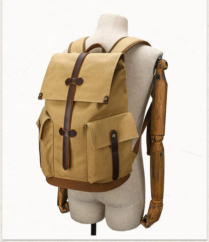 Retro Aesthetic Timeless Style Minimalist Outdoor Canvas Backpack