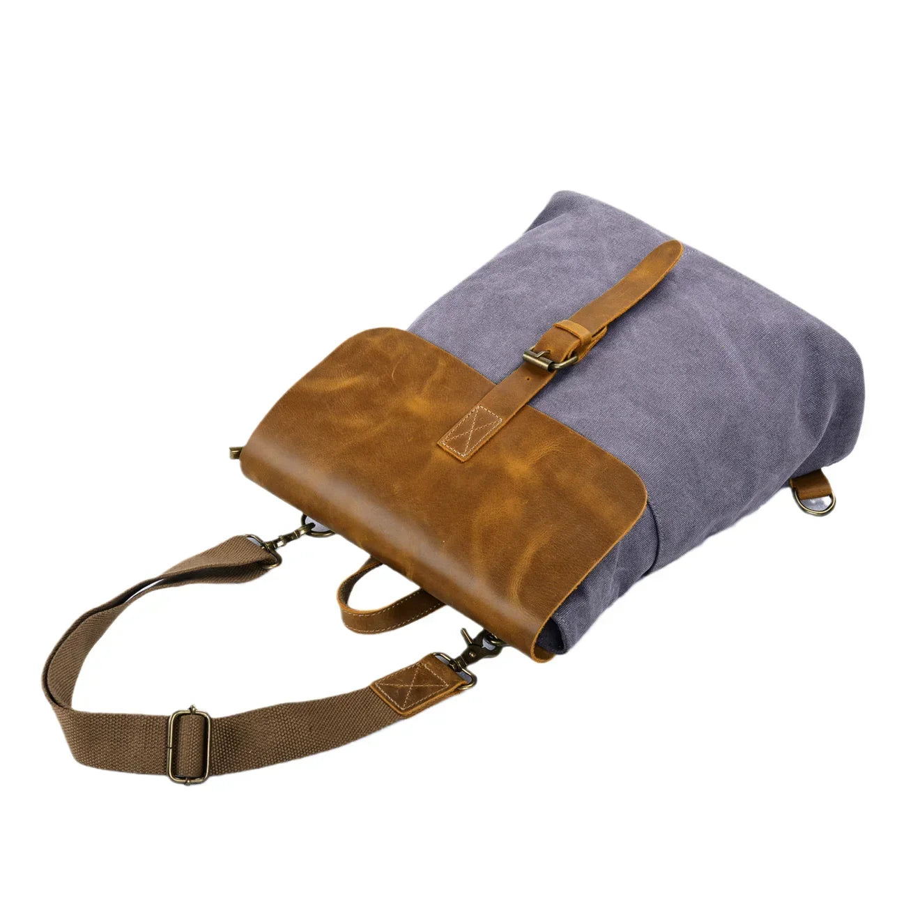 Two-Way Carry Versatile Canvas and Leather Literary Style Crossbody Backpack