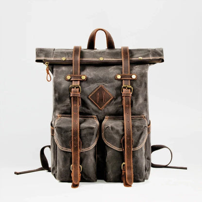 European-Style Adventure Waxed Canvas & Leather Organized Comfort Classic Backpack