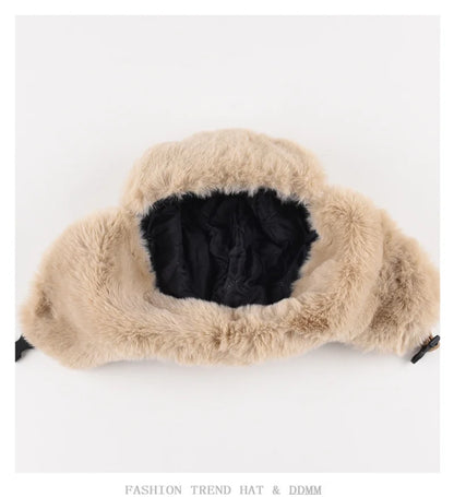 Russian Winter Faux Fur Suede Bomber Hat Trapper-Style Ushanka Shapka Chapka