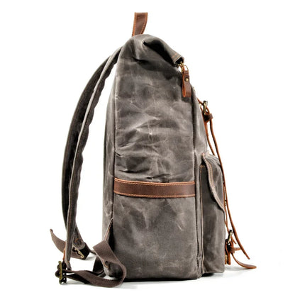 European-Style Adventure Waxed Canvas & Leather Organized Comfort Classic Backpack