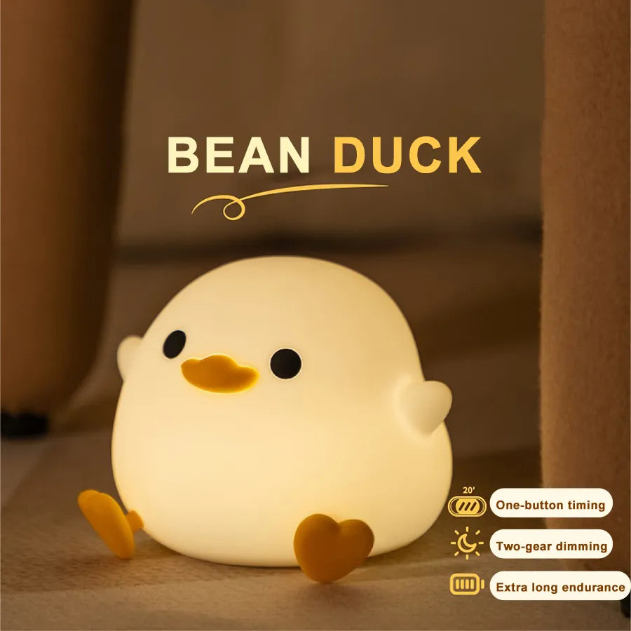 Huggable Travel Buddy LED Touch Cute Duck Night Light USB Rechargeable