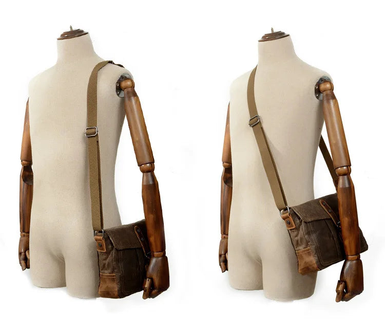 European-Style Timeless Vintage Waxed Canvas Crossbody Daily Commute Messenger Bag