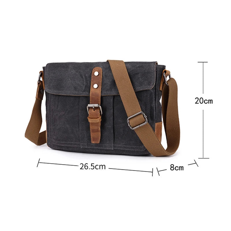 European-Style Timeless Vintage Waxed Canvas Crossbody Daily Commute Messenger Bag