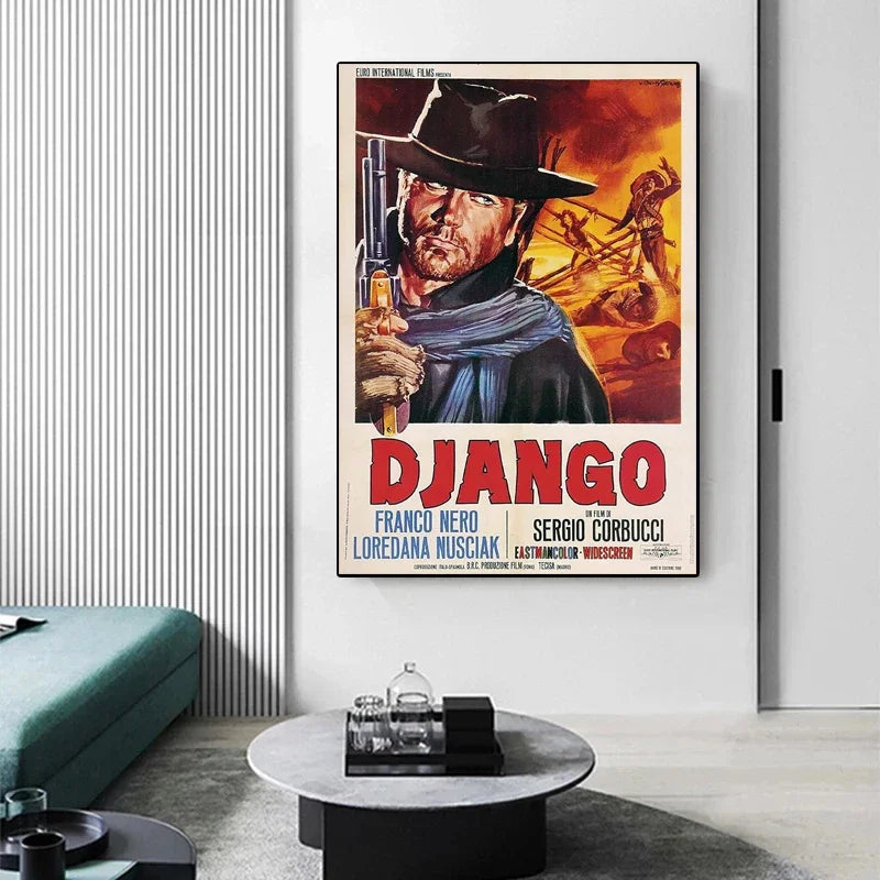 Spagetti Western Retro Italian Movie Posters Canvas Unframed Wall Art