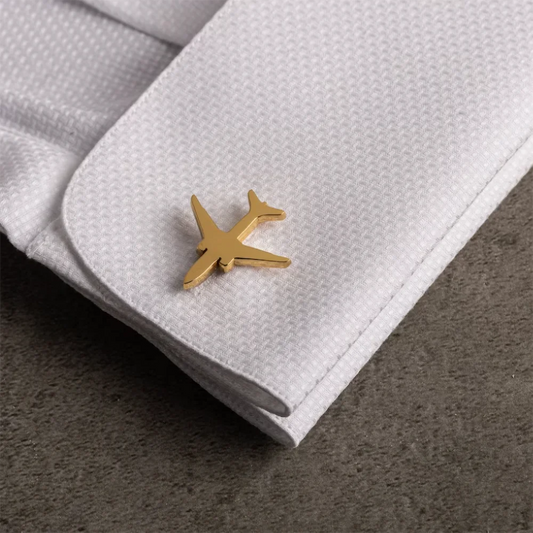 Business Class Stainless Steel Airplane Captain's Cufflinks