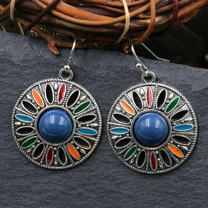 Ethnic Retro Boho Colorful Enamel Dangle Earrings For Women