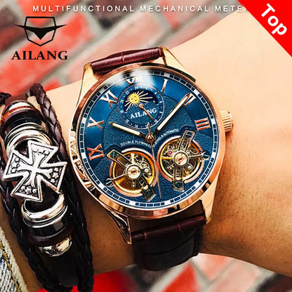 AILANG Original Design Men's Double Flywheel Automatic Mechanical Watch