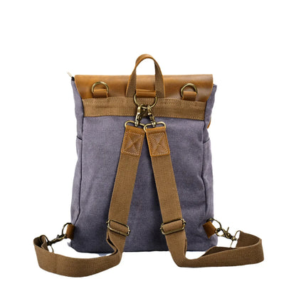 Two-Way Carry Versatile Canvas and Leather Literary Style Crossbody Backpack