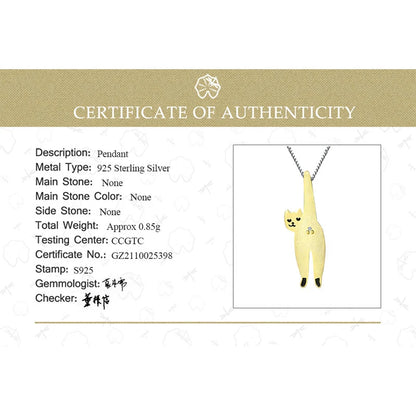 18K Gold Quirky Cat Butt Pendant 925 Sterling Silver Chain Necklace