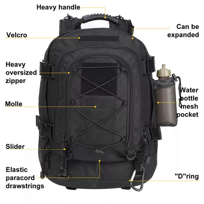 Extra Large Expandable 40-60L Water Resistant Tactical Backpack