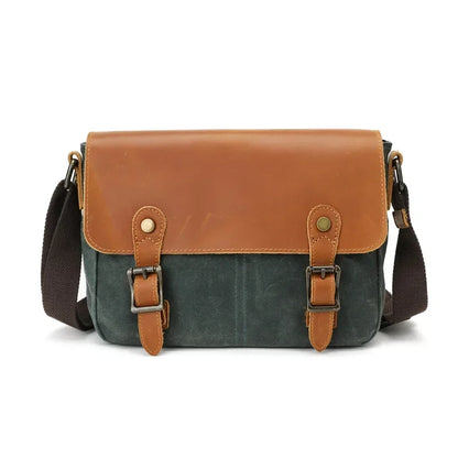 Timeless Companion Retro Style Oil Waxed Canvas Shoulder Crossbody Travel Casual Bag