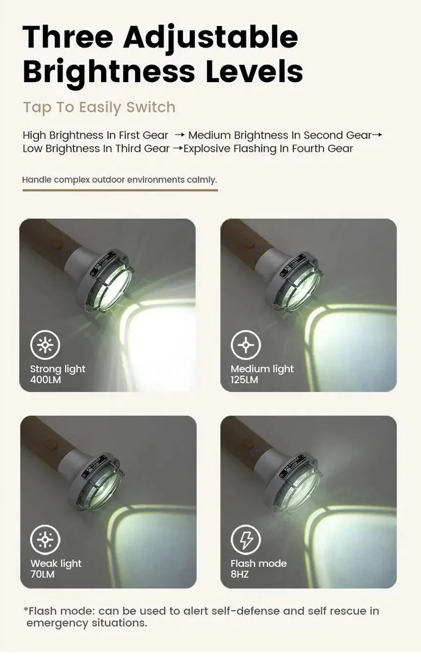 MOBI GARDEN Rechargeable Waterproof Retro-Style Bright Flashlight