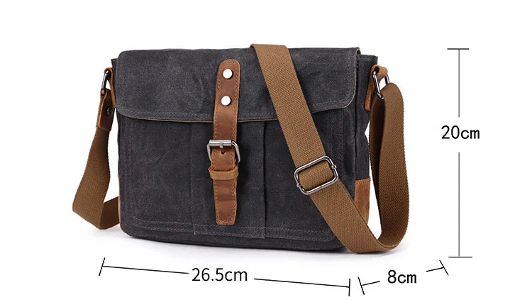 European-Style Timeless Vintage Waxed Canvas Crossbody Daily Commute Messenger Bag