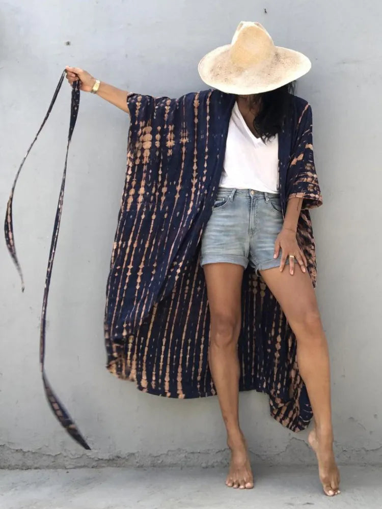 Bohemian Breathable One-Size Beach Kimono Cover Up for Women