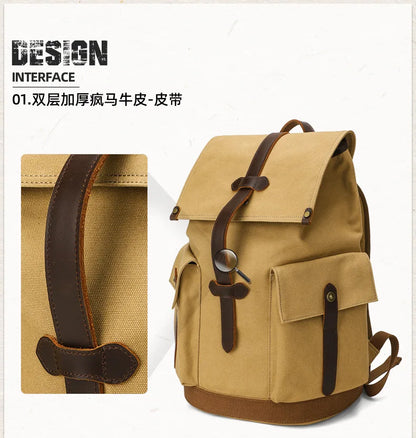 Retro Aesthetic Timeless Style Minimalist Outdoor Canvas Backpack