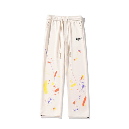 Korean-Style Graffiti Print Wide Leg Streetwear Sweatpants