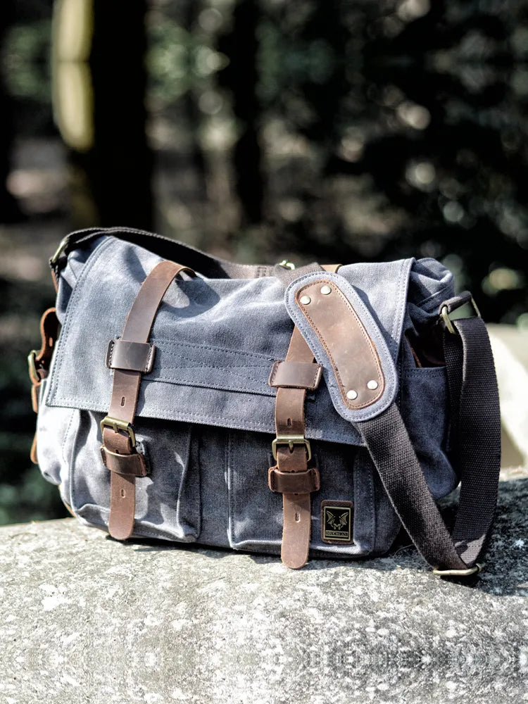 Trailblazer Canvas & Leather Belt Buckles Messenger Bag Satchel Shoulder Bag