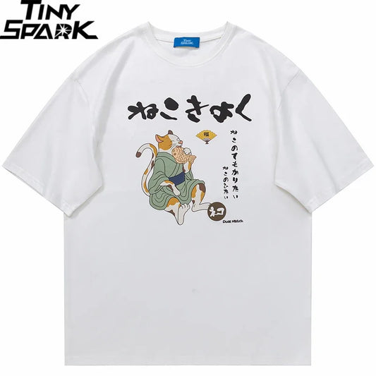 Tiny Spark 100% Cotton Japanese Fisher Cat Summer T-Shirt