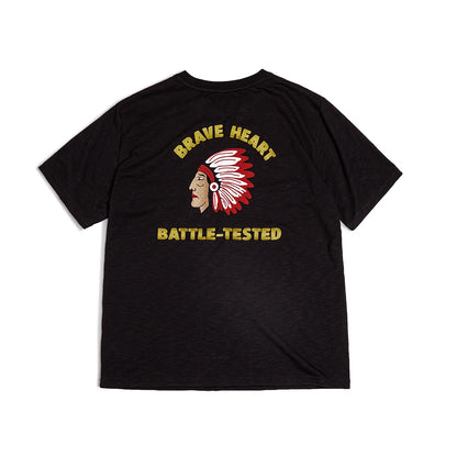 "Brave Heart Battle-Tested" Retro Navajo Native American Warrior Embroidered T-Shirt