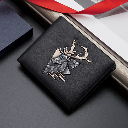 BISON DENIM 100% Genuine Leather Stag Head Design Luxury Wallet