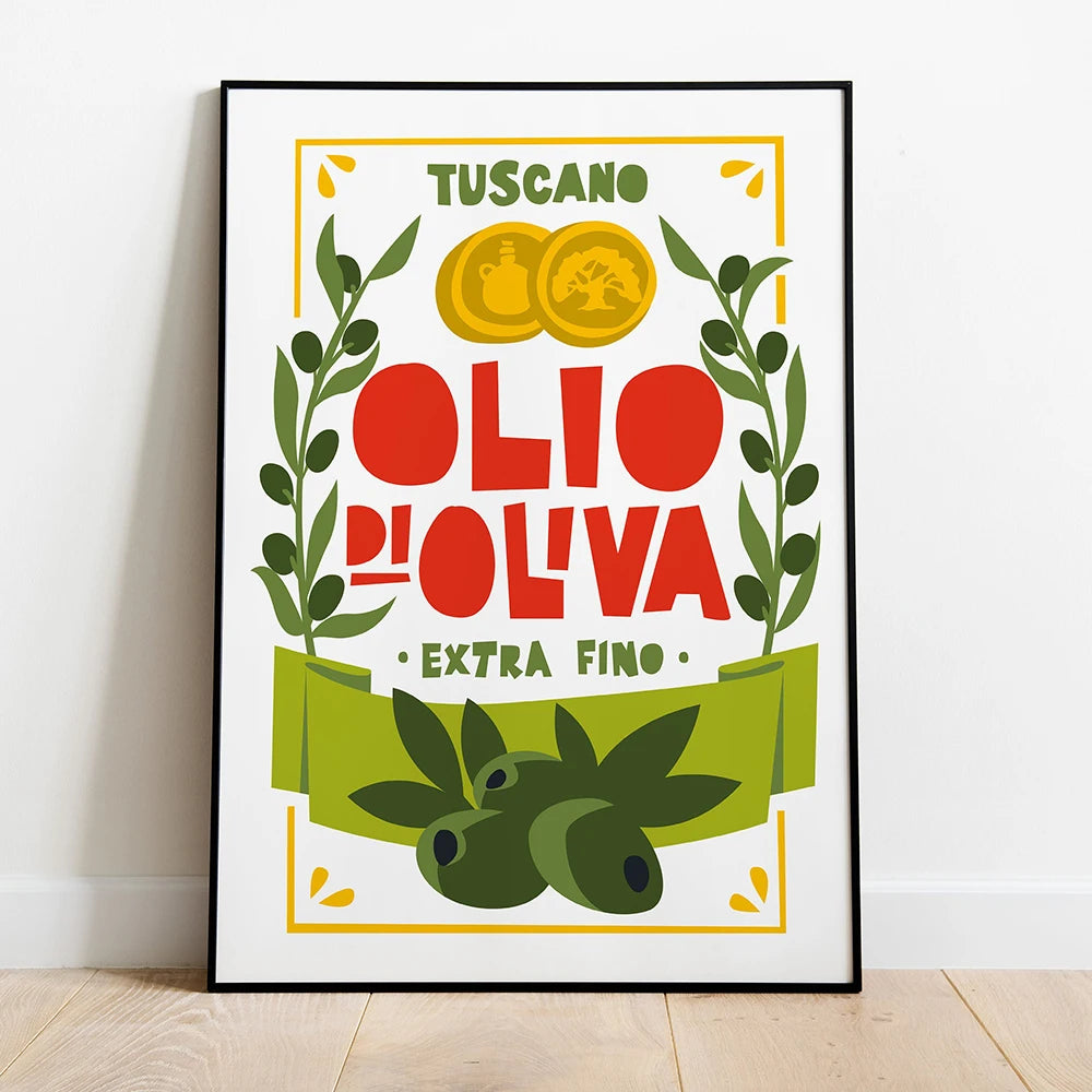 French Lobster Italian Olive Oil Kitchen Poster Canvas Print Wall Art