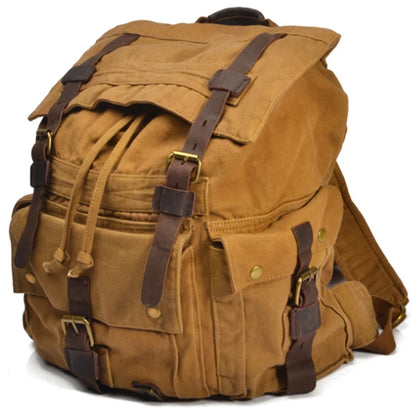 Spirit of Adventure Military-Inspired Canvas Leather Hiking Backpack