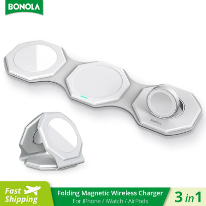 Bonola 15W 3-in-1 Foldable Magnetic Wireless Charger