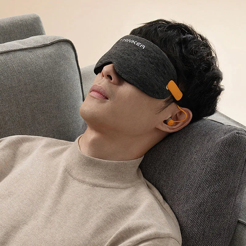 O-Vision "Thinker" Luxury 100% Black-Out Travel Sleep Mask with Earplugs