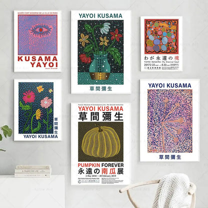 Yayoi Kusama Replica Exhibition Posters and Prints Unframed Canvas Wall Art