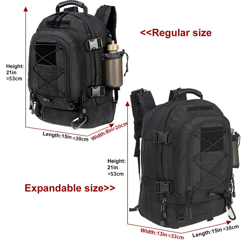 Extra Large Expandable 40-60L Water Resistant Tactical Backpack