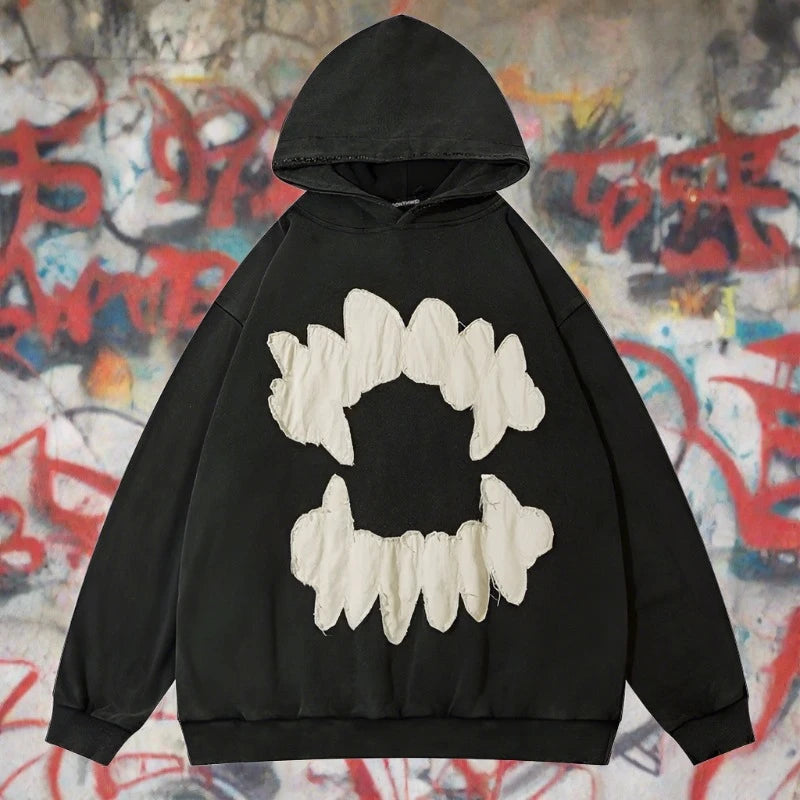 "The Last Thing You See Will Be Teeth" Embroidery Patch Street Hoodie