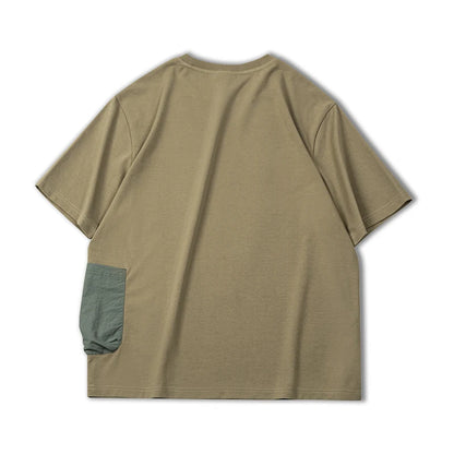 Men's Outdoor Short Sleeve Khaki Camping Side-Pocket Graphic Tee