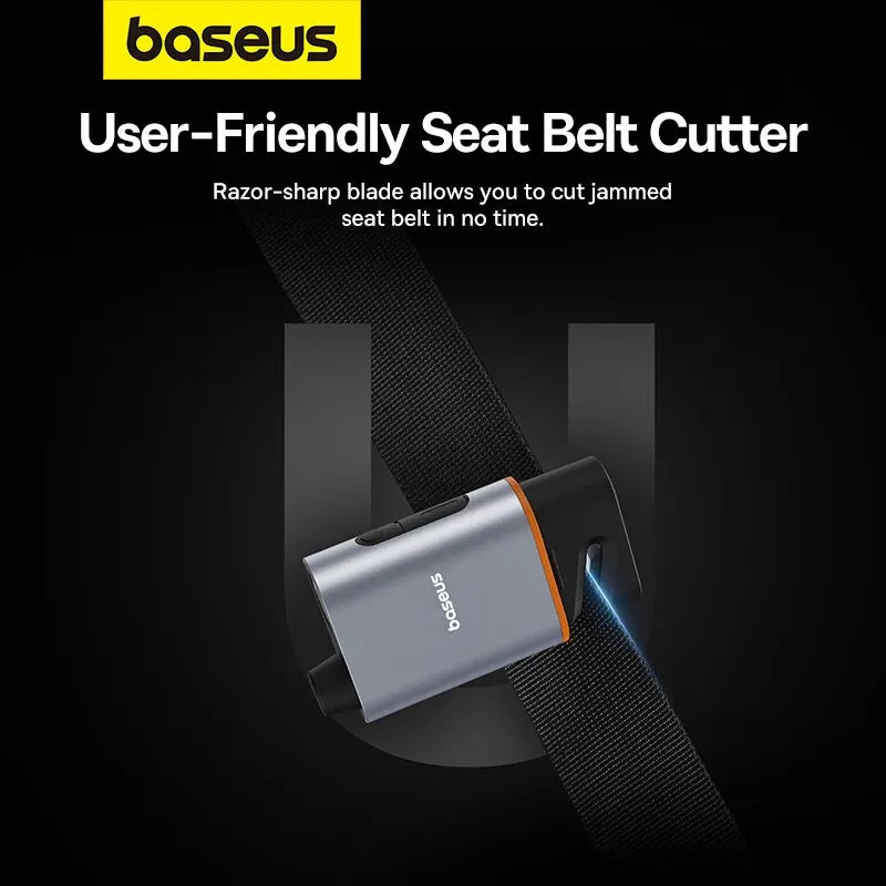3-in-1 Baseus Emergency Safety Window-Breaking Hammer, Seat Belt Cutter, & Emergency Lamp